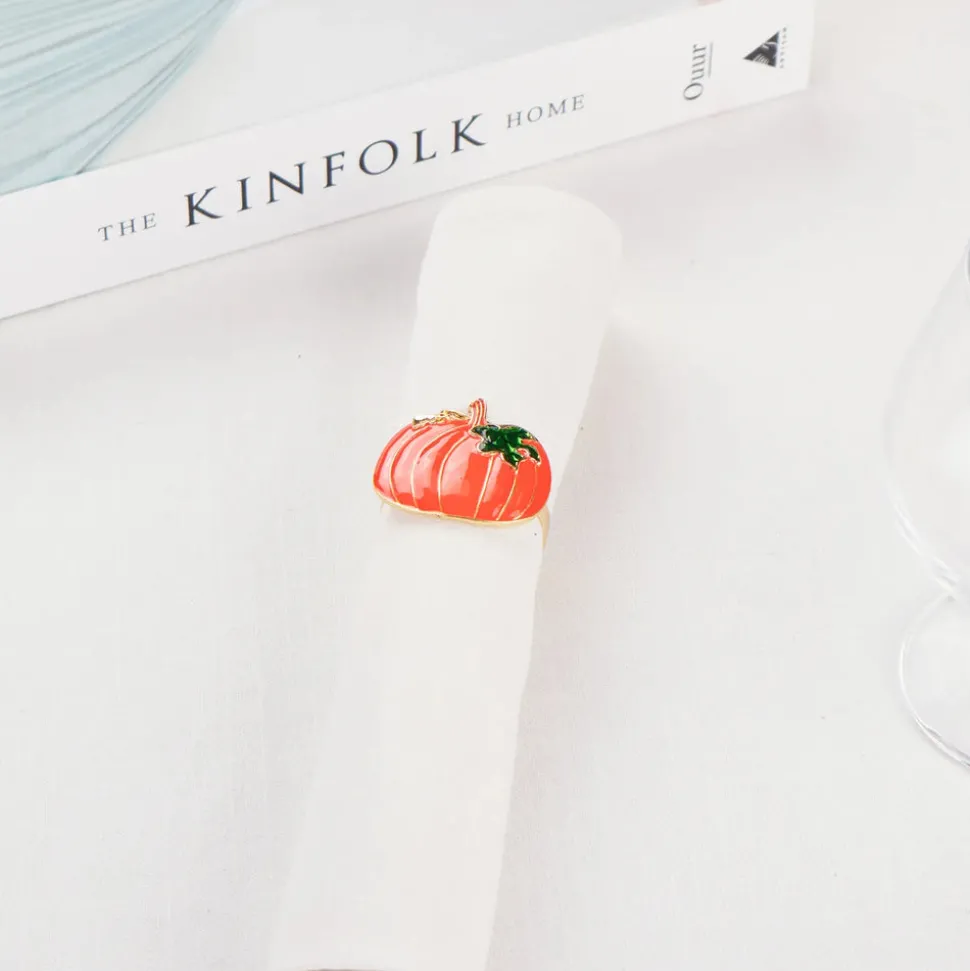 Karaca Halloween Pumpkin Napkin Ring Set, 2 Piece, 6.5cm, Orange Multi