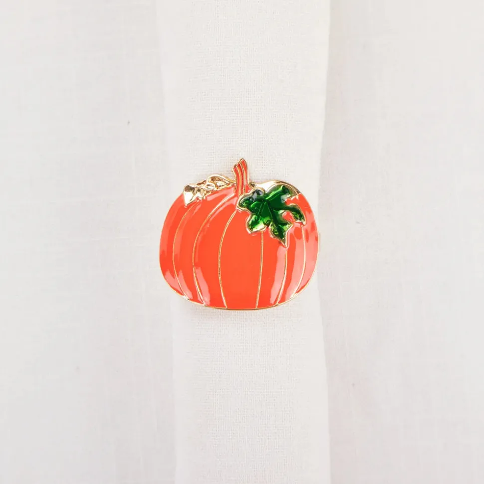 Karaca Halloween Pumpkin Napkin Ring Set, 2 Piece, 6.5cm, Orange Multi