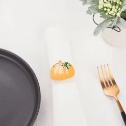 Karaca Halloween Pumpkin Napkin Ring Set, 2 Piece, 6.5cm, Yellow Multi