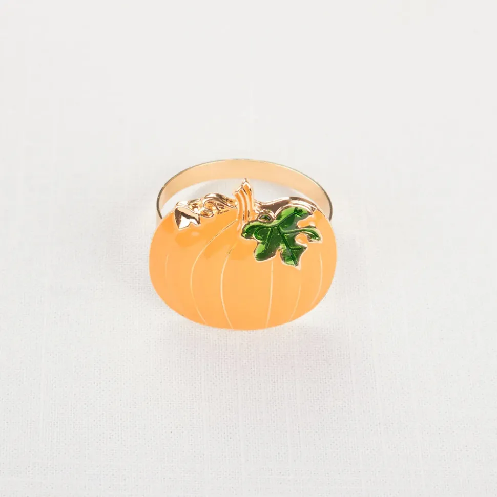 Karaca Halloween Pumpkin Napkin Ring Set, 2 Piece, 6.5cm, Yellow Multi
