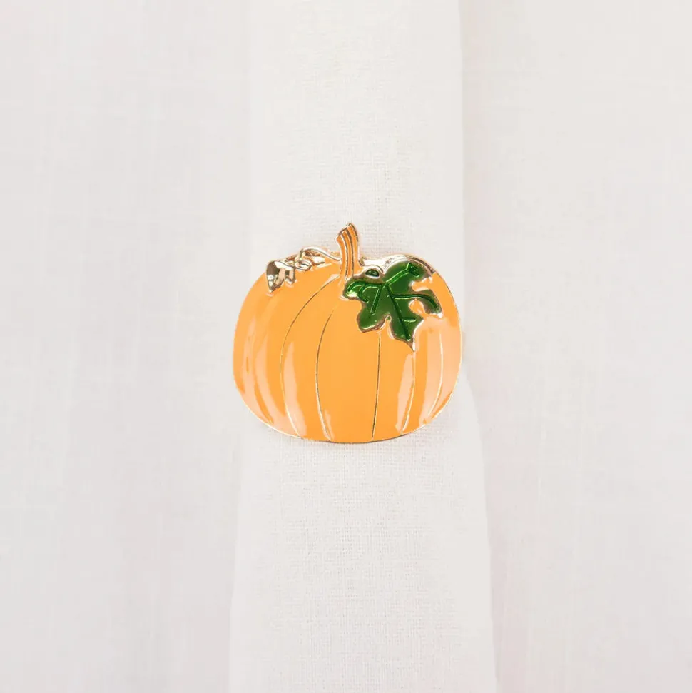 Karaca Halloween Pumpkin Napkin Ring Set, 2 Piece, 6.5cm, Yellow Multi