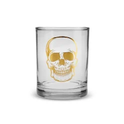 Karaca Halloween Skull Glass Tumbler Glass, 380ml, Transparent Gold