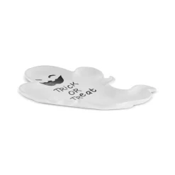 Karaca Halloween Trick or Treat Ceramic Serving Platter, 28cm, Black White