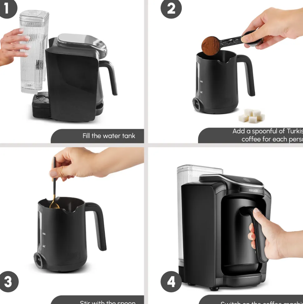 Karaca Hatır Aqua Turkish Coffee Maker, 735W, Black