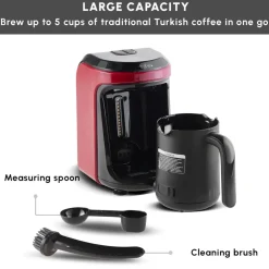 Karaca Hatır Hüps Turkish Coffee Maker and Milk Steamer, 535W, Red