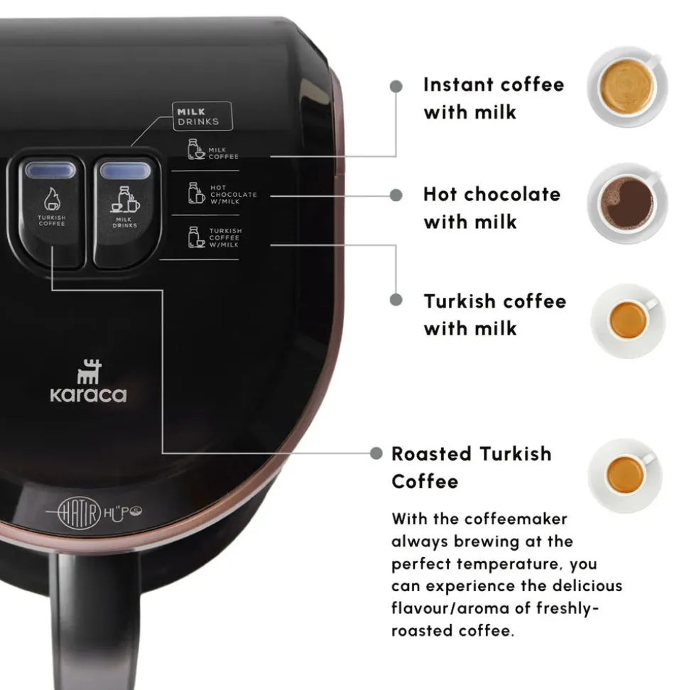 Karaca Hatır Hüps Turkish Coffee Maker and Milk Steamer, 535W, Rose Gold