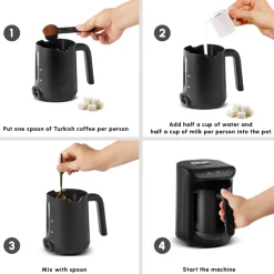 Karaca Hatır Köz Milky Turkish Coffee Maker, 535W, Shiny Black