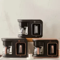 Karaca Hatır Plus Mod 5 in 1 Essential Tea, Coffee Maker and Milk Steamer, 1400W, Black Chrome