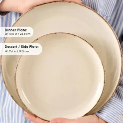 Karaca Hekka 18-Piece Stoneware Dinner Set for 6 People, Cream