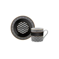 Karaca Helenistik 12-Piece Porcelain Espresso Turkish Coffee Cup Set for 6 People, 80ml, Black