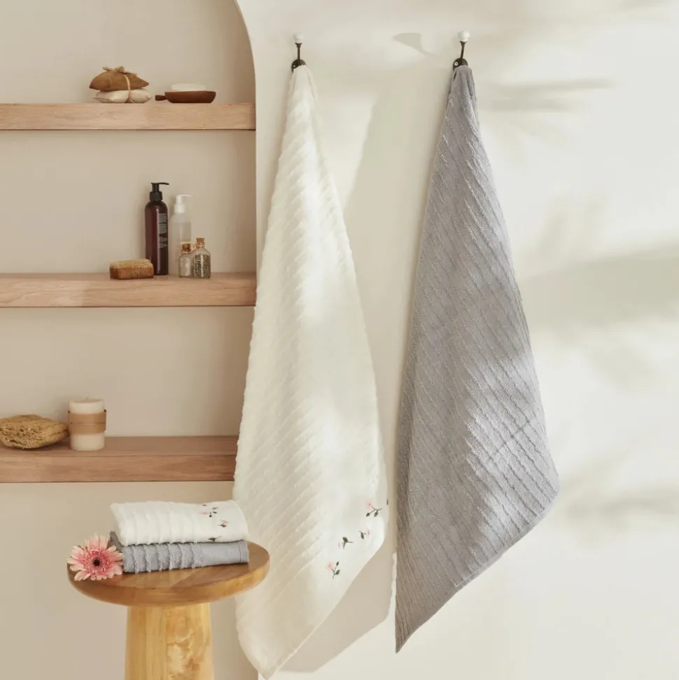 Karaca Home Allen 6-Piece 100% Turkish Cotton Family Bathroom Set, Offwhite