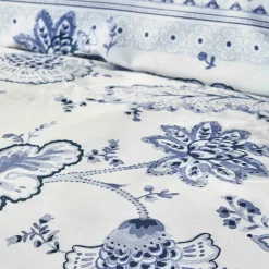 Karaca Home Amar Blue 100% Cotton Duvet Cover Set, Double
