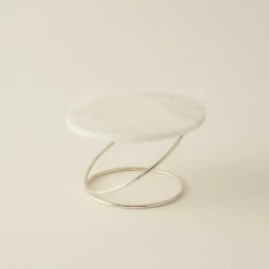 Karaca Home Angelina Marble Decorative Candle Holder,19x12cm, Silver