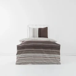 Karaca Home Aspen 100% Turkish Cotton Duvet Cover Set, Single, White Brown Black