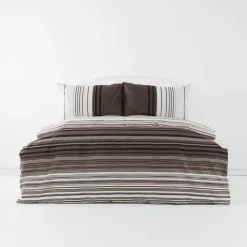 Karaca Home Aspen 100% Turkish Cotton Duvet Cover Set, King, White Brown Black