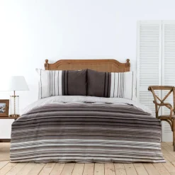 Karaca Home Aspen 100% Turkish Cotton Duvet Cover Set, King, White Brown Black