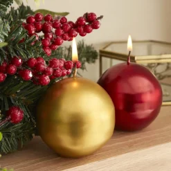 Karaca Home Ball Candle, 7cm, Red
