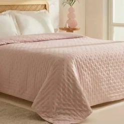 Karaca Home Breezy Bedspread, Double, Powder Pink