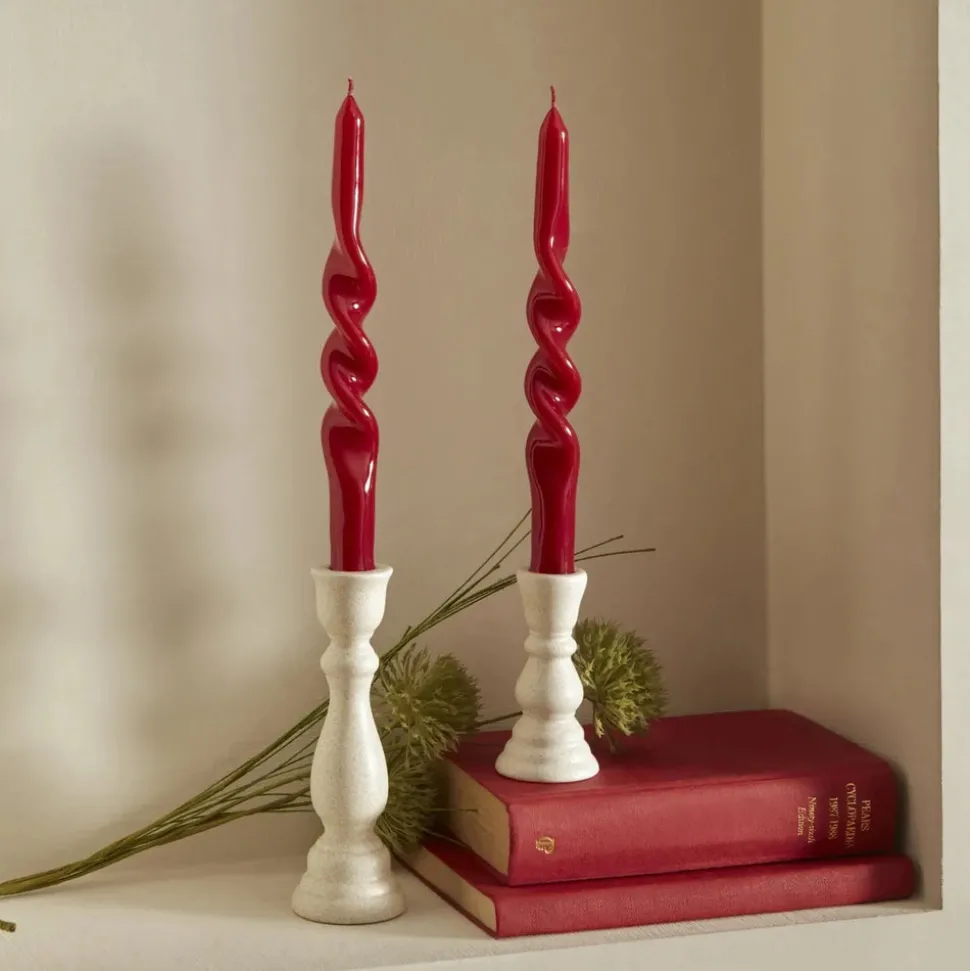 Karaca Home Burgulu 2-Piece Candle, 24cm, Red