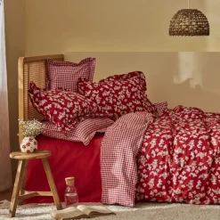 Karaca Home Carlo Duvet Cover Set 100% Turkish Cotton, Double, Red