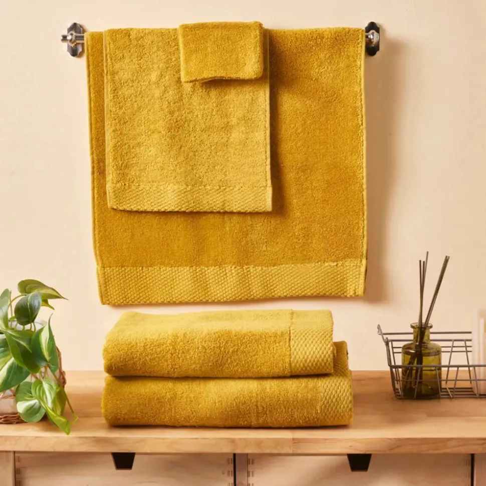 Karaca Home Chandler Modal 100% Turkish Cotton Towel Set, Mustard