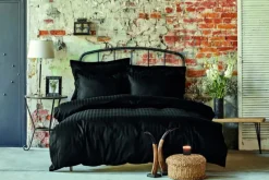 Karaca Home Charm Bold 100% Turkish Cotton Duvet Cover Set with Bed Sheet, Single, Black