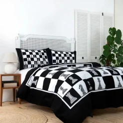 Karaca Home Chess 100% Turkish Cotton Duvet Cover Set, Double, Multi