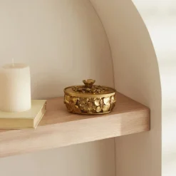 Karaca Home Coretta Gold Decorative Box, 13x10cm, Gold