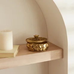 Karaca Home Coretta Gold Decorative Box, 13x10cm, Gold