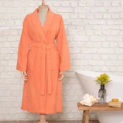 Karaca Home Daily Soft Somon 100% Turkish Cotton Bathrobe, L/XL, Somon