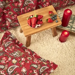 Karaca Home Despina 100% Turkish Cotton Flannel Duvet Cover Set with Bed Sheet, Double, Red Multi