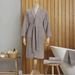 Karaca Home Dielle Recycle Bathrobe, S/M, Grey