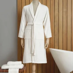 Karaca Home Dielle Recycle Bathrobe, L/XL, Offwhite
