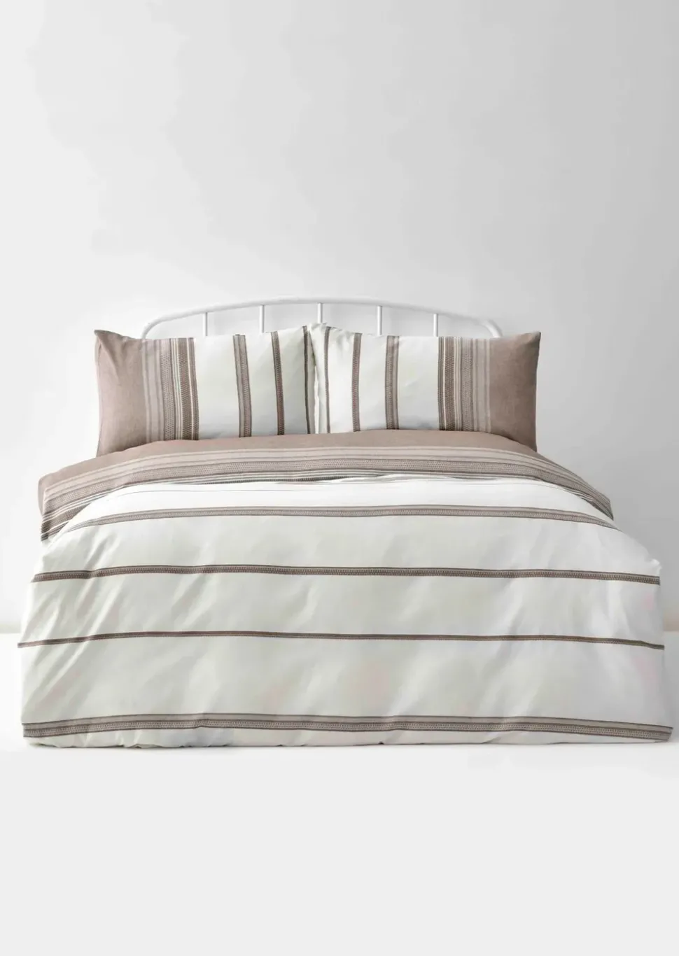 Karaca Home Dobby Woven Duvet Cover Set, King, Brown White