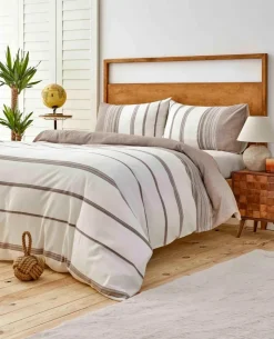 Karaca Home Dobby Woven Duvet Cover Set, King, Brown White