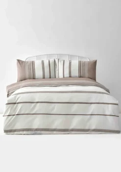 Karaca Home Dobby Woven Duvet Cover Set, Double, Brown White