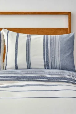 Karaca Home Dobby Woven 100% Turkish Cotton Duvet Cover Set, Double, White Indigo