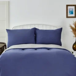 Karaca Home Duvet Cover Set, Double, Navy Blue Grey
