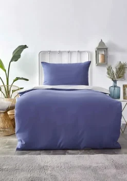 Karaca Home Duvet Cover Set, Single, Navy Blue Light Grey