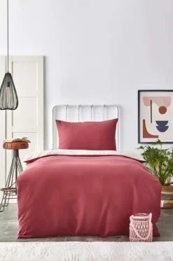Karaca Home Duvet Cover Set, Single, Burgundy Beige