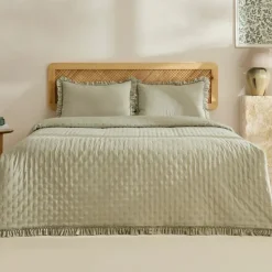 Karaca Home Fiona Bedspread Set, Double, Sage Green