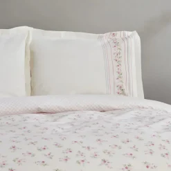 Karaca Home Glen 100% Turkish Cotton Duvet Cover Set, Double, Pink