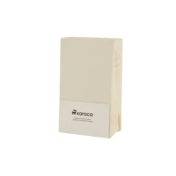 Karaca Home Jersey 100% Turkish Cotton Fitted Sheet, 120x200+30cm, Cream