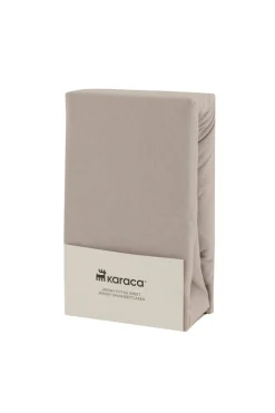Karaca Home Jersey 100% Turkish Cotton Fitted Sheet, 100x200+30cm, Grey
