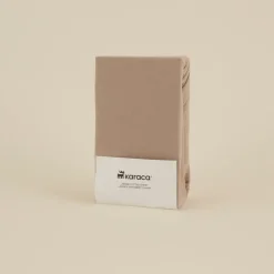 Karaca Home Jersey 100% Turkish Cotton Fitted Sheet, 100x200+30cm, Beige