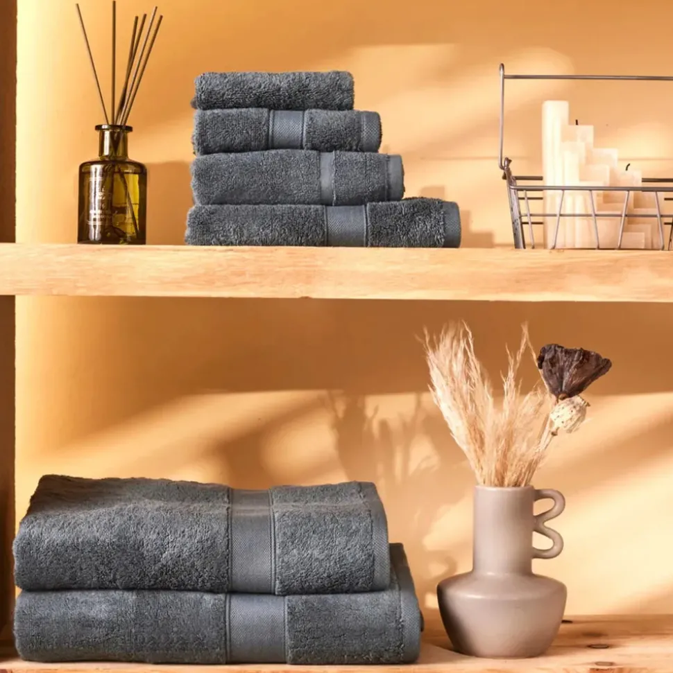 Karaca Home Joey Egyptian Cotton Shower Towel, 70cmx140cm, Anthracite