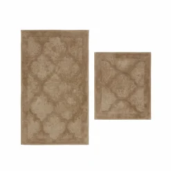 Karaca Home Katy 2-Piece Bath Mat, Beige