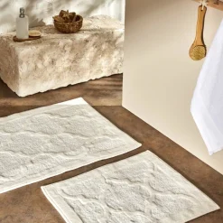 Karaca Home Katy 2-Piece Bath Mat, Cream