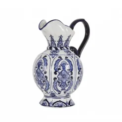 Karaca Home Lisbon Handled Vase, 18cm, White Blue
