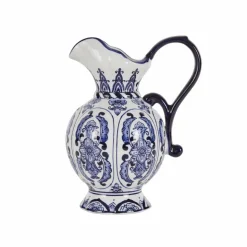 Karaca Home Lisbon Handled Vase, 18cm, White Blue